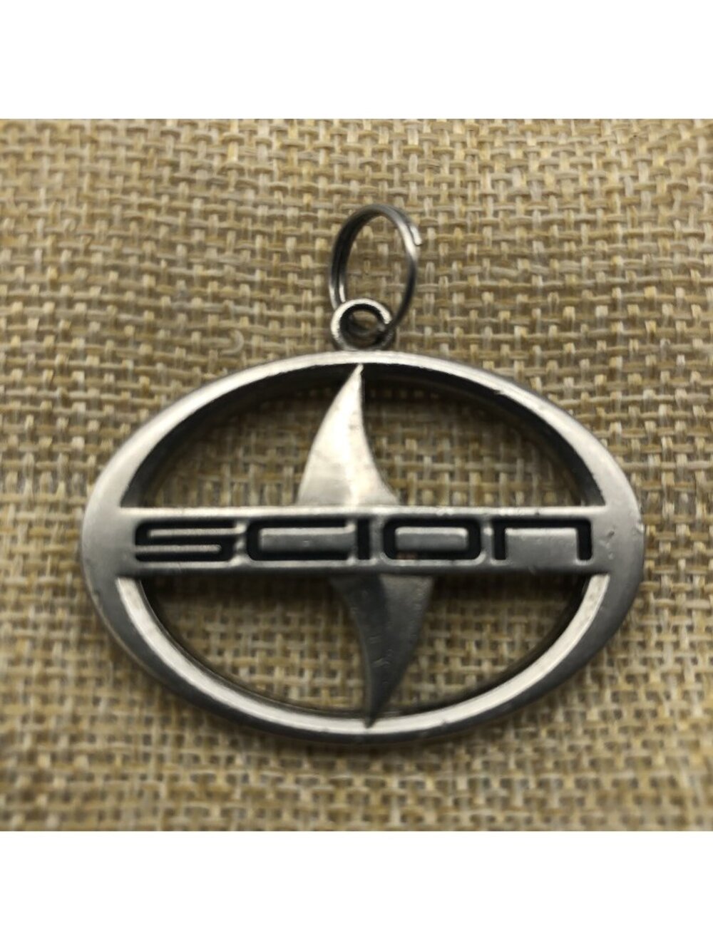 SCION Logo Keychain OEM Silver Oval Metal Key Ring